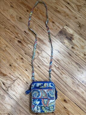 Vera Bradley Blue Paisley Small Crossbody with Multicolor Strap